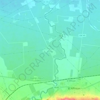 Mapa topográfico Brahim Ben Omar, altitud, relieve