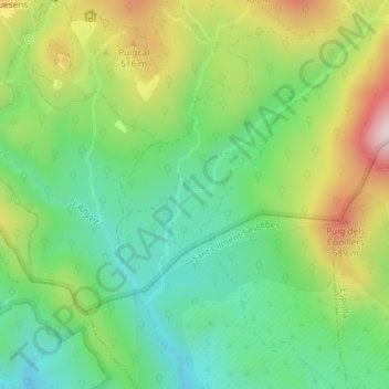 Mapa topográfico la Rabassada, altitud, relieve