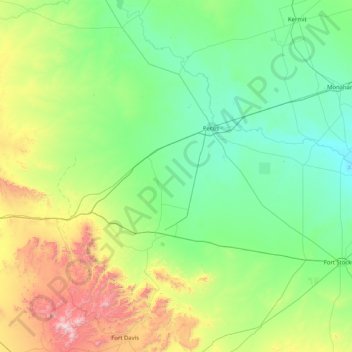 Mapa topográfico Reeves, altitud, relieve