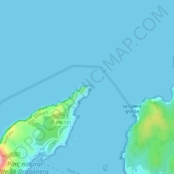 Mapa topográfico Tramuntana, altitud, relieve