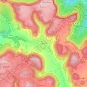 Mapa topográfico Tieringen, altitud, relieve