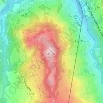 Mapa topográfico Monte Catarelto, altitud, relieve