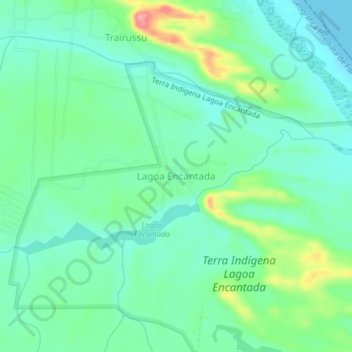 Mapa topográfico Lagoa Encantada, altitud, relieve