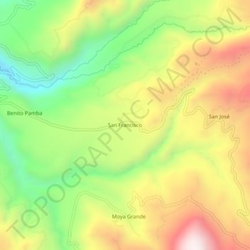 Mapa topográfico San Francisco, altitud, relieve