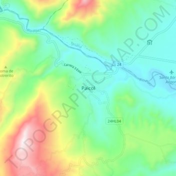 Mapa topográfico Paicol, altitud, relieve