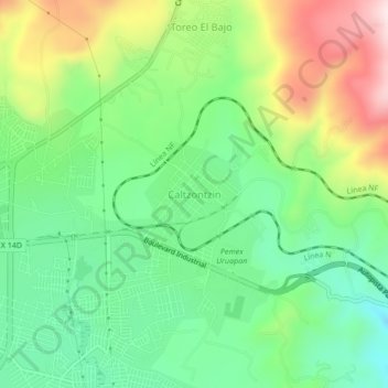 Mapa topográfico Caltzontzin, altitud, relieve