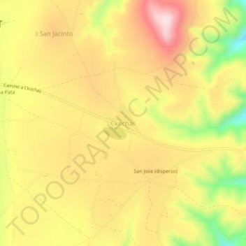 Mapa topográfico Ckochas, altitud, relieve
