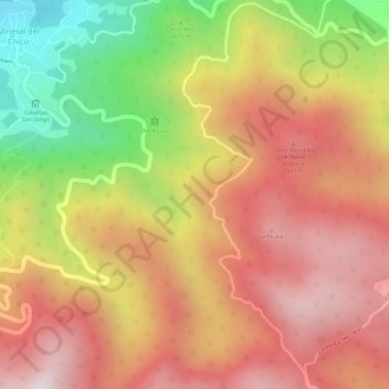 Mapa topográfico Peña del Cuervo, altitud, relieve