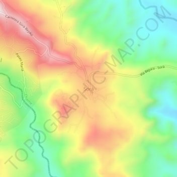 Mapa topográfico Sorá, altitud, relieve