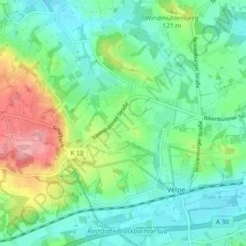 Mapa topográfico Handarpe, altitud, relieve