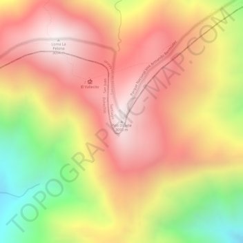 Mapa topográfico Pico Duarte, altitud, relieve