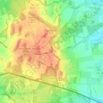 Mapa topográfico Lönsberg, altitud, relieve