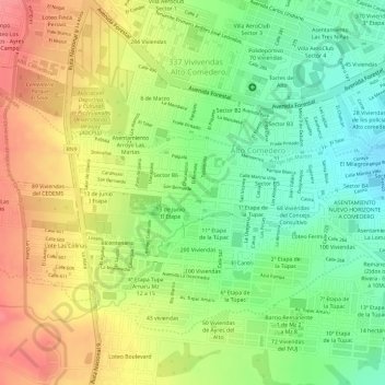 Mapa topográfico Manzana 391, altitud, relieve