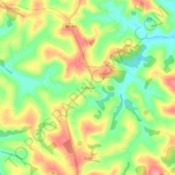 Mapa topográfico Colônia, altitud, relieve
