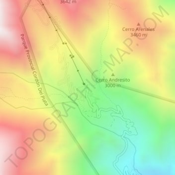 Mapa topográfico Vallecitos, altitud, relieve