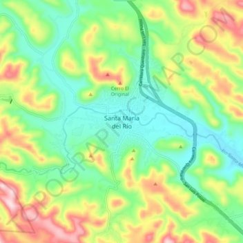 Mapa topográfico Santa María del Río, altitud, relieve