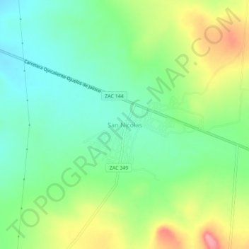 Mapa topográfico San Nicolas, altitud, relieve