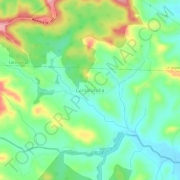 Mapa topográfico Camaratuba, altitud, relieve