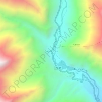 Mapa topográfico Capillucas, altitud, relieve