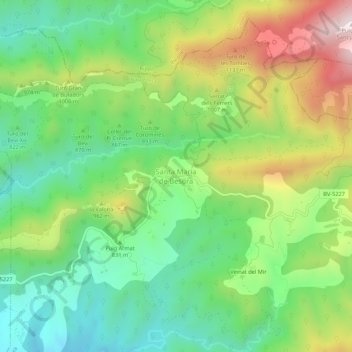 Mapa topográfico Santa Maria de Besora, altitud, relieve