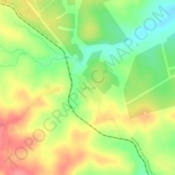 Mapa topográfico Garcias, altitud, relieve