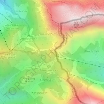 Mapa topográfico Pfaffenkegel, altitud, relieve
