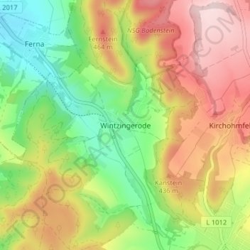 Mapa topográfico Wintzingerode, altitud, relieve