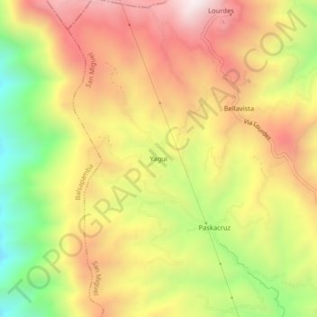 Mapa topográfico Yagui, altitud, relieve