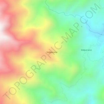 Mapa topográfico Valparaiso, altitud, relieve
