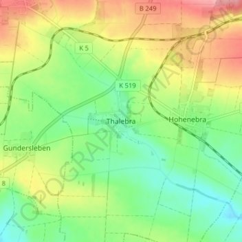 Mapa topográfico Thalebra, altitud, relieve
