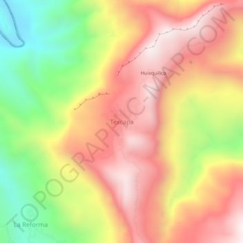 Mapa topográfico Texcapa, altitud, relieve