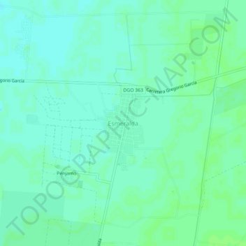 Mapa topográfico Esmeralda, altitud, relieve