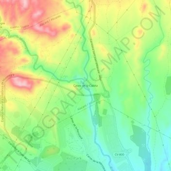 Mapa topográfico Cases de la Culata, altitud, relieve