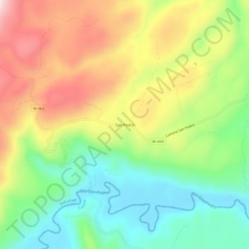 Mapa topográfico San Pedro, altitud, relieve