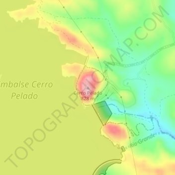 Mapa topográfico Cerro Pelado, altitud, relieve