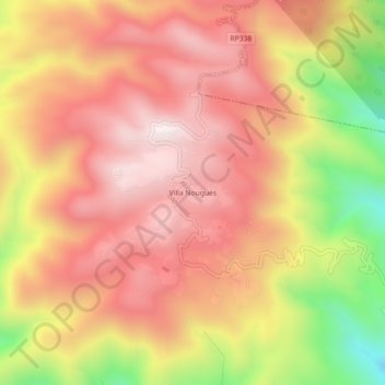 Mapa topográfico Villa Nougués, altitud, relieve