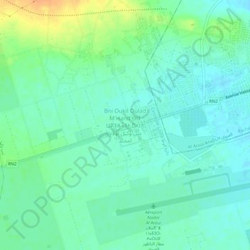 Mapa topográfico Beni Ukil de Axara, altitud, relieve