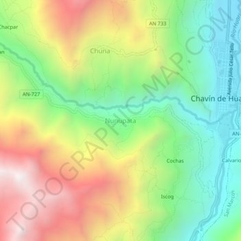 Mapa topográfico Nunupata, altitud, relieve