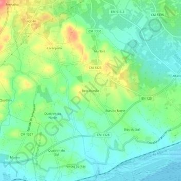 Mapa topográfico Belo Romão, altitud, relieve