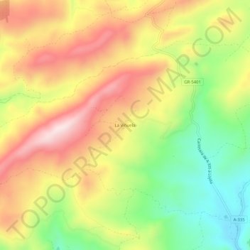 Mapa topográfico La Viñuela, altitud, relieve