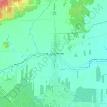 Mapa topográfico Saint-Lin–Laurentides, altitud, relieve
