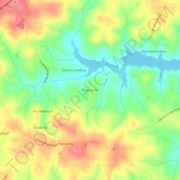 Mapa topográfico Greenbriar, altitud, relieve