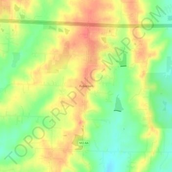 Mapa topográfico Fulkerson, altitud, relieve