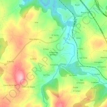 Mapa topográfico Soutolongo de Abaixo, altitud, relieve