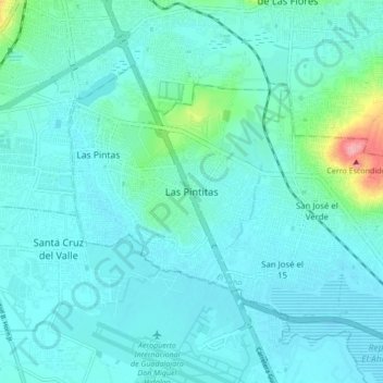 Mapa topográfico Las Pintitas, altitud, relieve