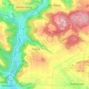 Mapa topográfico Dietersberg, altitud, relieve