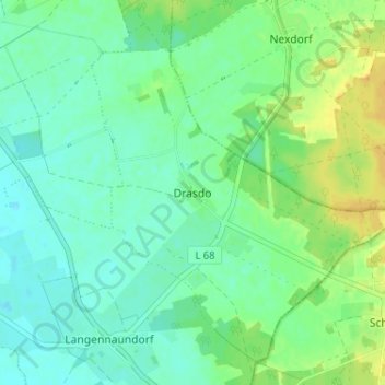 Mapa topográfico Drasdo, altitud, relieve
