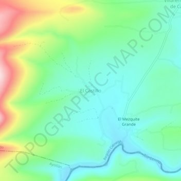 Mapa topográfico El Castillo, altitud, relieve
