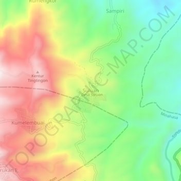 Mapa topográfico Suluan, altitud, relieve