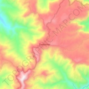 Mapa topográfico Tlanchinol, altitud, relieve
